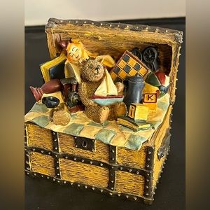 Teddy Bear Figures, Climbing on a Bathroom Sink & FIGI Graphics Toy Chest